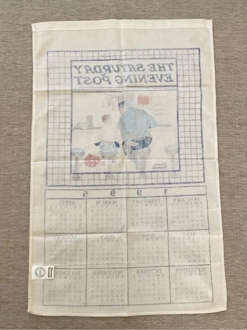 1995 Decorative Tea Towel - Blue & White